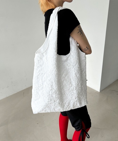 セール】ジャガード フラワー トートバッグ / エコバッグ（ショルダー