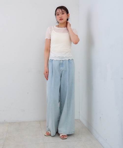 Bab(バブ)の「メローキャミセットトップス(Tシャツ/カットソー・レディース・杢グレー/ライトブルー/ライトグリーン/オフホワイト・M)」の6枚目の写真