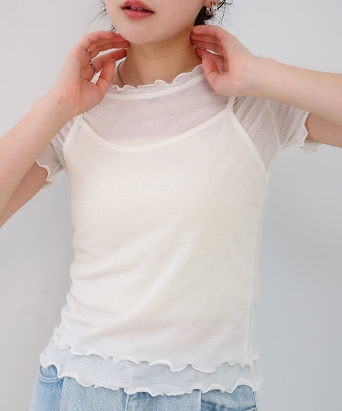 Bab(バブ)の「メローキャミセットトップス(Tシャツ/カットソー・レディース・杢グレー/ライトブルー/ライトグリーン/オフホワイト・M)」の7枚目の写真