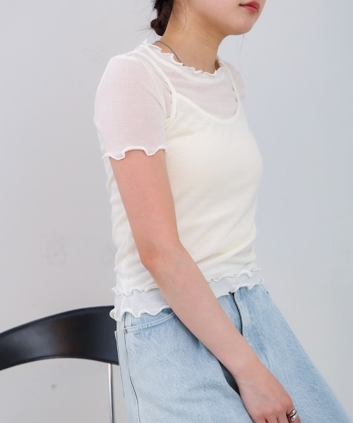 Bab(バブ)の「メローキャミセットトップス(Tシャツ/カットソー・レディース・杢グレー/ライトブルー/ライトグリーン/オフホワイト・M)」の8枚目の写真