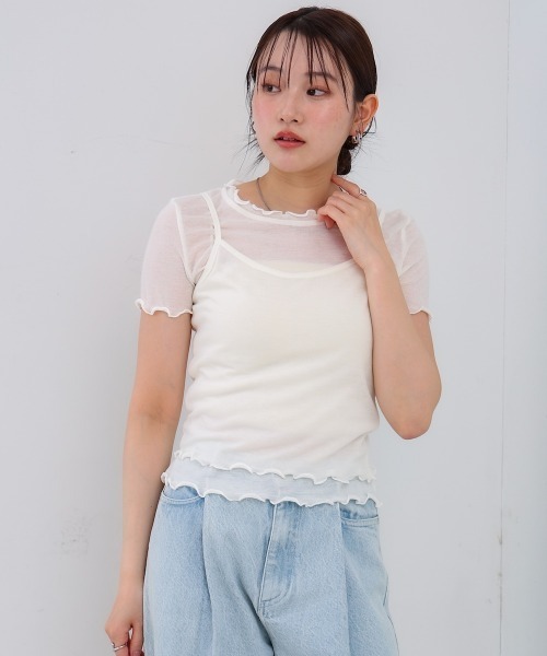 Bab(バブ)の「メローキャミセットトップス(Tシャツ/カットソー・レディース・杢グレー/ライトブルー/ライトグリーン/オフホワイト・M)」の11枚目の写真