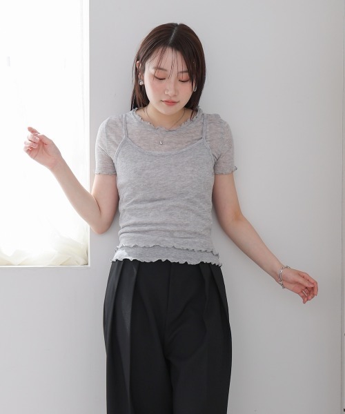 Bab(バブ)の「メローキャミセットトップス(Tシャツ/カットソー・レディース・杢グレー/ライトブルー/ライトグリーン/オフホワイト・M)」の16枚目の写真