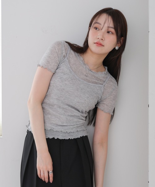 Bab(バブ)の「メローキャミセットトップス(Tシャツ/カットソー・レディース・杢グレー/ライトブルー/ライトグリーン/オフホワイト・M)」の18枚目の写真