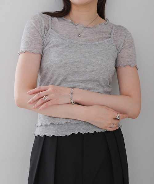 Bab(バブ)の「メローキャミセットトップス(Tシャツ/カットソー・レディース・杢グレー/ライトブルー/ライトグリーン/オフホワイト・M)」の19枚目の写真