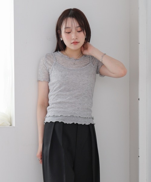 Bab(バブ)の「メローキャミセットトップス(Tシャツ/カットソー・レディース・杢グレー/ライトブルー/ライトグリーン/オフホワイト・M)」の22枚目の写真