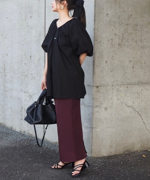 LAULEN(ローレン)の「cotton volume sleeve blouse /コットンギャザーボリュームスリーブブラウス(シャツ/ブラウス・レディース・ブラック/ホワイト・FREE)」の8枚目の写真