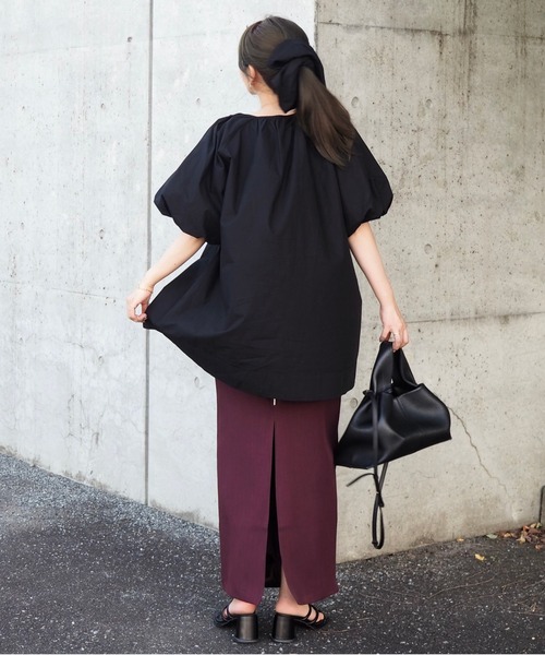 LAULEN(ローレン)の「cotton volume sleeve blouse /コットンギャザーボリュームスリーブブラウス(シャツ/ブラウス・レディース・ブラック/ホワイト・FREE)」の9枚目の写真