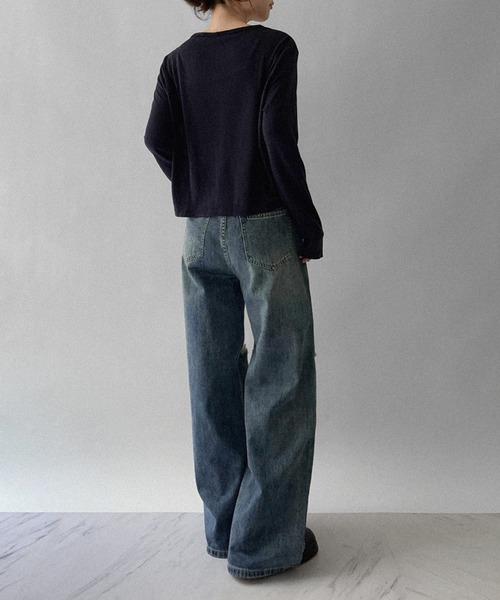 on:nue（オンニュ）の「【on:nue】[サイズ展開あり] クラッシュダメージデニムパンツ（デニムパンツ・レディース・ブルー・LARGE/MEDIUM/SMALL）」の8枚目の写真