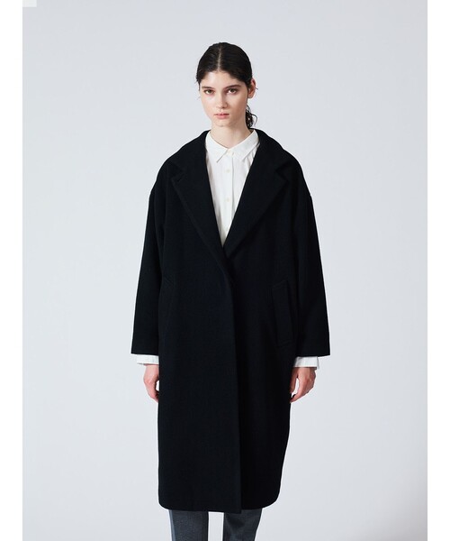 mizuiroind(ミズイロインド)の「mizuiro ind ウールブレンドスタンドカラーコート(その他アウター・レディース・ブラック/チャコールグレー/ネイビー/ブラウン/ライトグレー・FREE)」の20枚目の写真