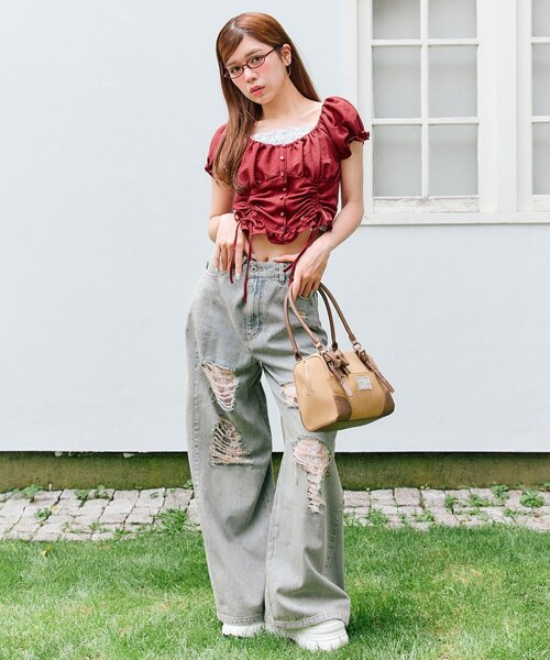 OLIVE des OLIVE(オリーブデオリーブ)の「ワイドデニムパンツ(デニムパンツ・レディース・ブルー/ブラック・MEDIUM/SMALL)」の10枚目の写真