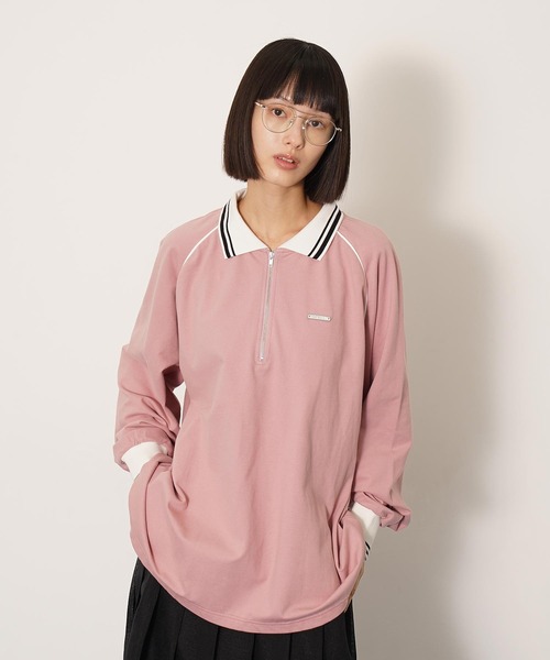 DISPATCHER NO.8(ディスパッチャーナンバーエイト)の「ハーフジップポロシャツ(Tシャツ/カットソー・レディース・ピンク/ダークグレー/ブラック・ONE SIZE)」の3枚目の写真