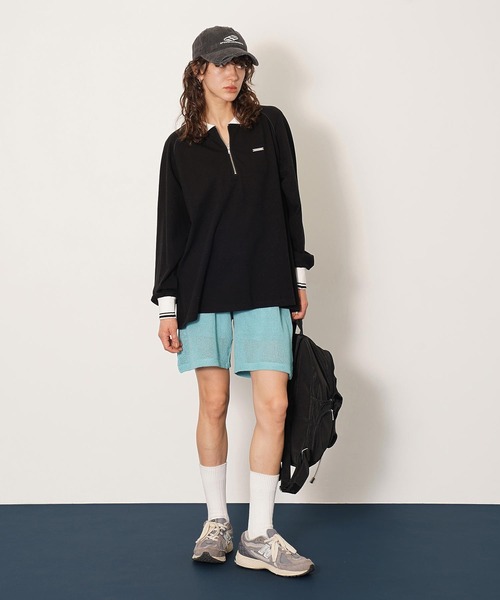 DISPATCHER NO.8(ディスパッチャーナンバーエイト)の「ハーフジップポロシャツ(Tシャツ/カットソー・レディース・ピンク/ダークグレー/ブラック・ONE SIZE)」の5枚目の写真
