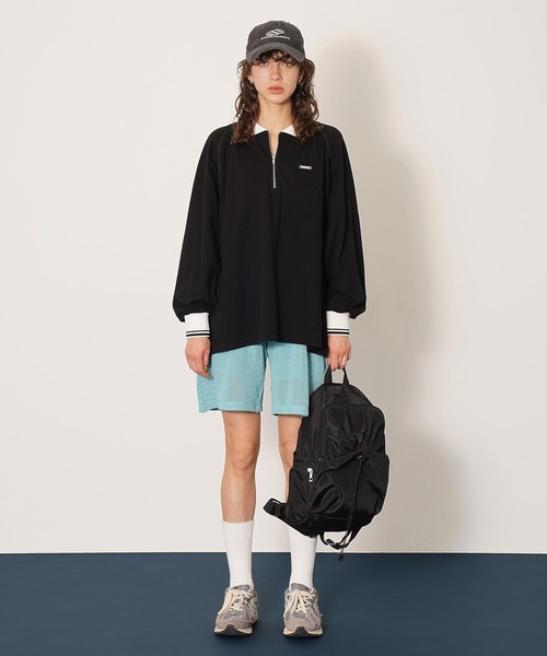DISPATCHER NO.8(ディスパッチャーナンバーエイト)の「ハーフジップポロシャツ(Tシャツ/カットソー・レディース・ピンク/ダークグレー/ブラック・ONE SIZE)」の10枚目の写真
