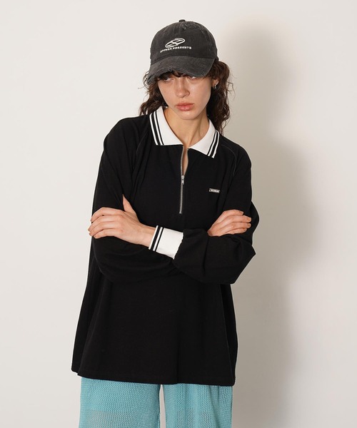 DISPATCHER NO.8(ディスパッチャーナンバーエイト)の「ハーフジップポロシャツ(Tシャツ/カットソー・レディース・ピンク/ダークグレー/ブラック・ONE SIZE)」の15枚目の写真