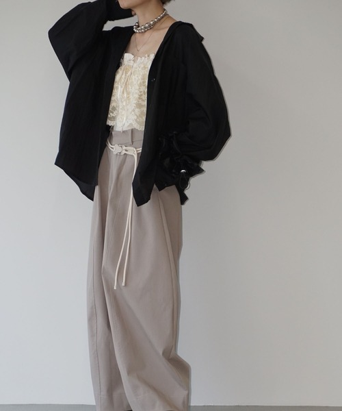 美品 ビアズリー ギンガムワッシャー オーバーシャツ 2way カシュクール BEARDSLEY（ビアズリー）の「ギンガムワッシャ― オーバーシャツ