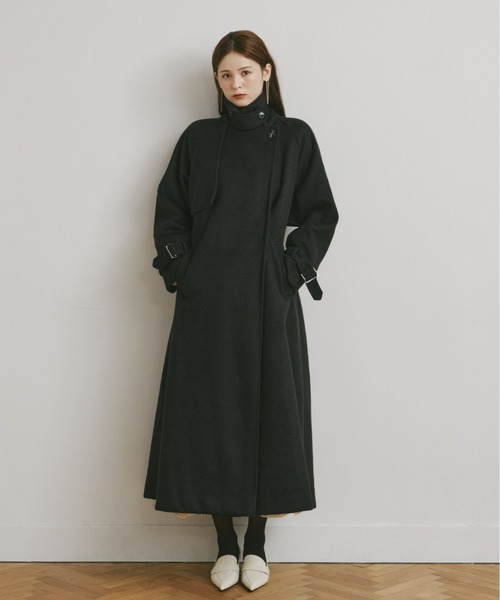 Olu.(オルドット)の「ダブルシャギーロングコート(ステンカラーコート・レディース・ブルー/アイボリー/ブラック・0/1)」の5枚目の写真