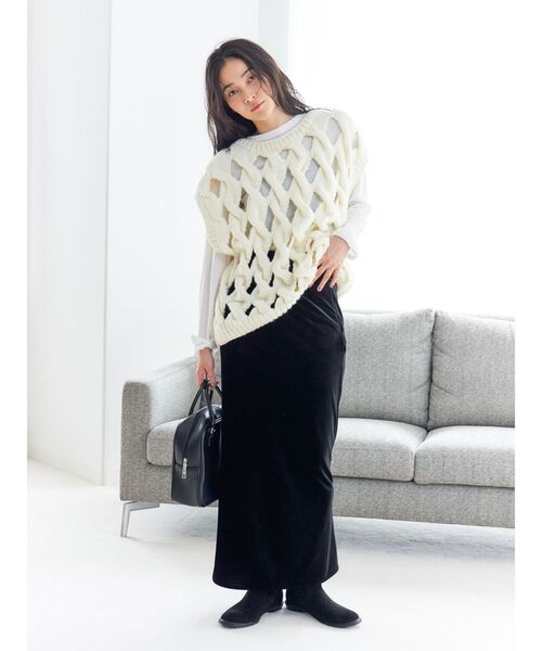 Ungrid（アングリッド）の「透かし編みデザインハンドニットベスト（ニット/セーター・レディース・オフホワイト/パープル/ブラウン・FREE）」の13枚目の写真