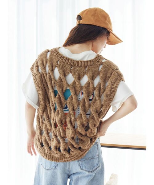 Ungrid（アングリッド）の「透かし編みデザインハンドニットベスト（ニット/セーター・レディース・オフホワイト/パープル/ブラウン・FREE）」の16枚目の写真