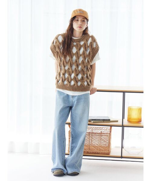 Ungrid（アングリッド）の「透かし編みデザインハンドニットベスト（ニット/セーター・レディース・オフホワイト/パープル/ブラウン・FREE）」の17枚目の写真