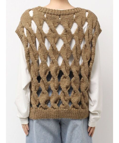 ungridハンド刺繍モチーフベスト新品 セール】透かし編みデザインハンドニットベスト（ニット/セーター