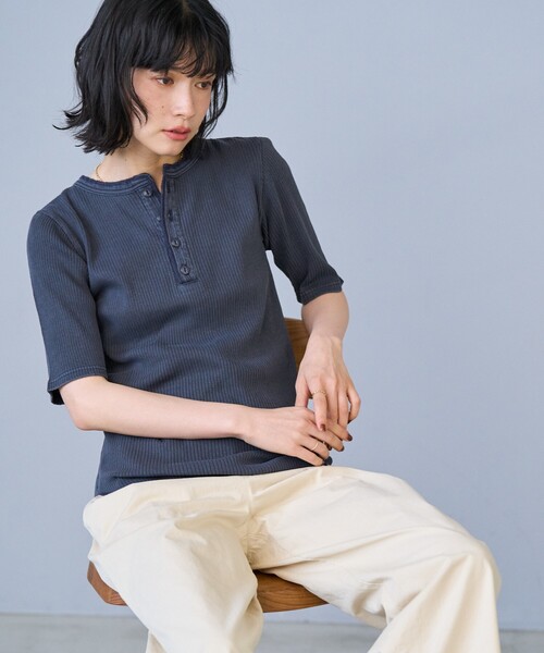 セール】アーミーリブ ヘンリーネックTシャツ（Tシャツ/カットソー