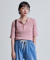 コムデギャルソン ピンク ヘンリーネック 長袖カットソー コムデギャルソン ピンク ヘンリーネック 長袖カットソー