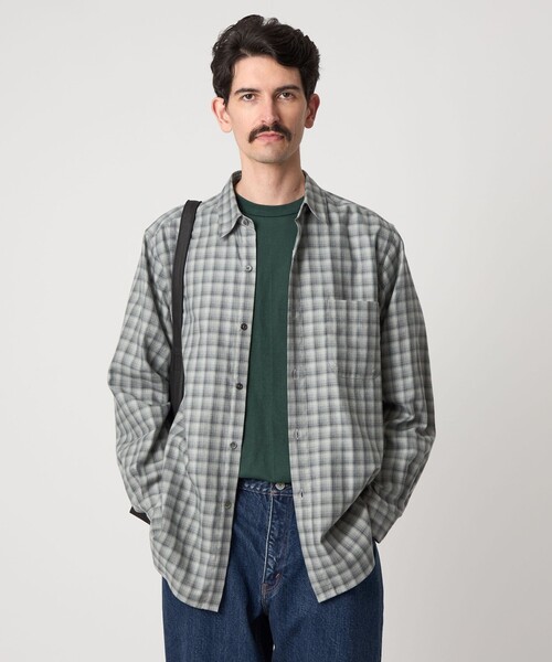 Steven Alan オンブレー チェック ネル レギュラーカラー シャツ Steven Alan＞ ネル オンブレー チェック レギュラーカラー