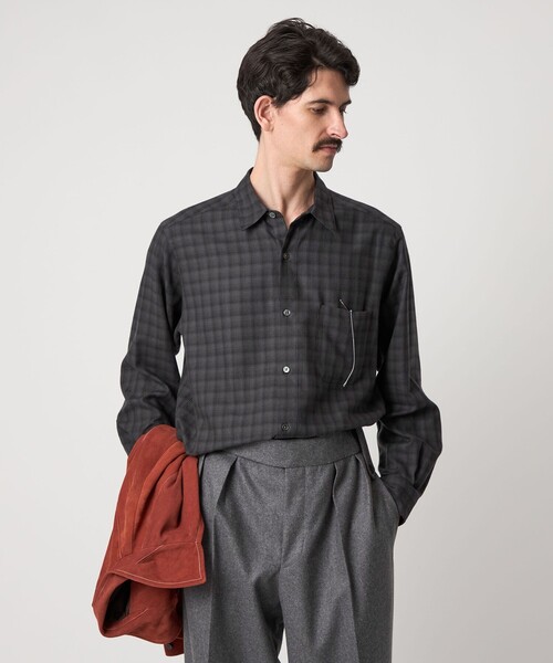 Steven Alan＞ ネル オンブレー チェック レギュラーカラー シャツ