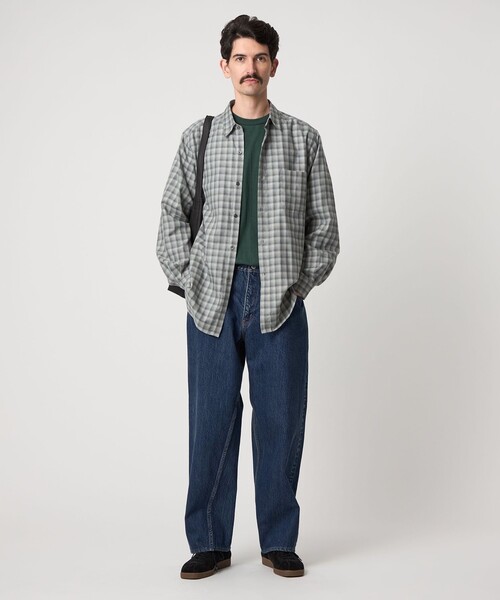 Steven Alan＞ ネル オンブレー チェック レギュラーカラー シャツ