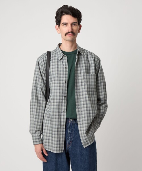 Steven Alan＞ ネル オンブレー チェック レギュラーカラー