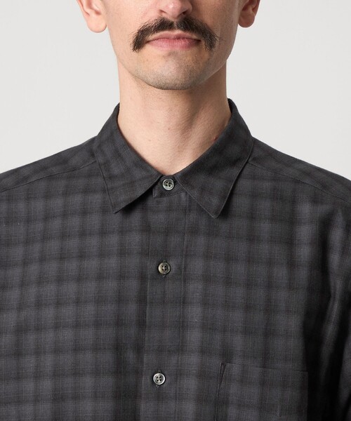 Steven Alan＞ ネル オンブレー チェック レギュラーカラー シャツ