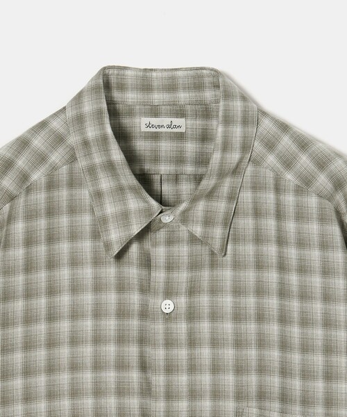 Steven Alan＞ ネル オンブレー チェック レギュラーカラー