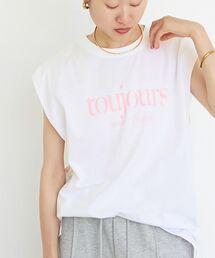 toujoursロゴプリントフレンチTシャツ