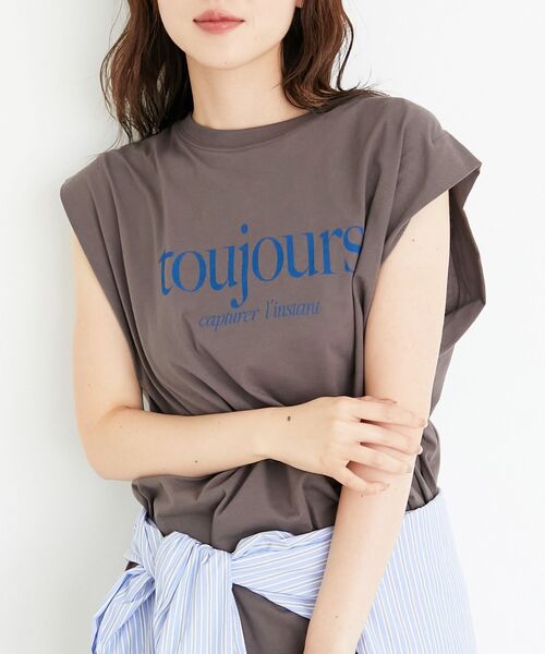 le.coeur blanc(ルクールブラン)の「toujoursロゴプリントフレンチTシャツ(Tシャツ/カットソー・レディース・ブラック系その他/ブルー系その他2/ピンク系その他2・38)」の8枚目の写真