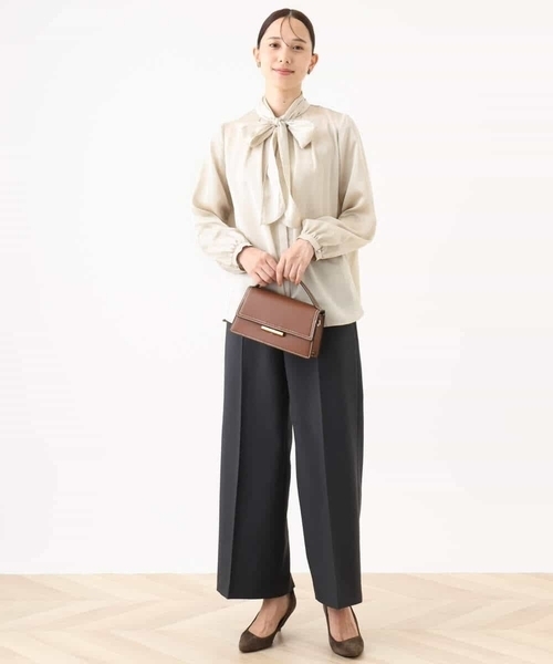 OFUON le MK（オフオンルエムケー）の「[名品シリーズ]ストレッチワイドパンツ（ストライプ・無地）（その他パンツ・レディース・ライトグレー/ダークグレー・36/38/40）」の3枚目の写真