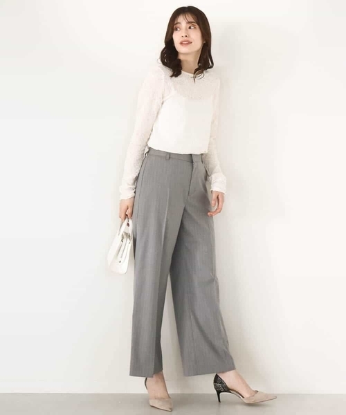OFUON le MK（オフオンルエムケー）の「[名品シリーズ]ストレッチワイドパンツ（ストライプ・無地）（その他パンツ・レディース・ライトグレー/ダークグレー・36/38/40）」の10枚目の写真