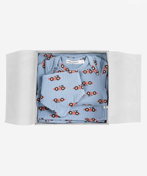 BOBO CHOSES（ボボショーズ）の「Racing Car all over gift set（ベビーギフト・キッズ・サックスブルー・80/70）」の3枚目の写真
