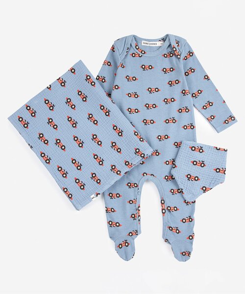 BOBO CHOSES（ボボショーズ）の「Racing Car all over gift set（ベビーギフト・キッズ・サックスブルー・80/70）」の4枚目の写真
