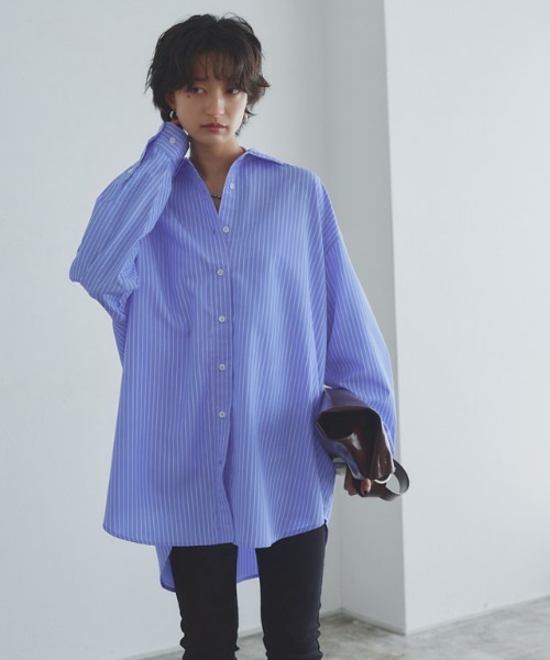 RASW(ラス)の「2レングスオーバーシャツ(シャツ/ブラウス・レディース・ブルー系その他/オフホワイト・M/M-Long)」の6枚目の写真