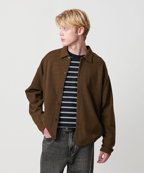 BEAUTY&YOUTH UNITED ARROWS(ビューティーアンドユースユナイテッドアローズ)の「エア ミラノ ニット シャツ 抗菌防臭(カーディガン/ボレロ・メンズ・モカ/ブラック・XL/M/S/L)」の6枚目の写真