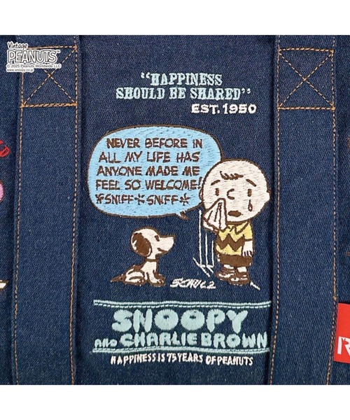 Vintage PEANUTS（ビンテージピーナッツ）の「ルートート / IP.デリ.シシュウ.Peanuts-0M（トートバッグ・レディース・サックスブルー/グレー/ネイビー・FREE）」の5枚目の写真