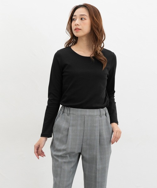 Honeys（ハニーズ）の「きれいめクルーネックＴ（Tシャツ/カットソー・レディース・ネイビー/ホワイト/グレイッシュベージュ/ブラック・3L/L/LL/M/S）」の19枚目の写真