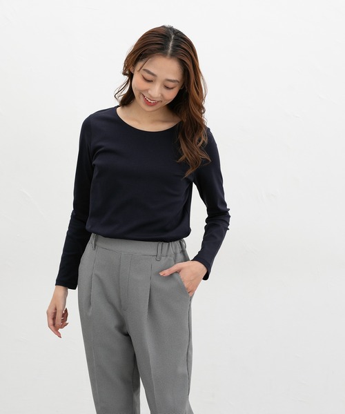 Honeys（ハニーズ）の「きれいめクルーネックＴ（Tシャツ/カットソー・レディース・ネイビー/ホワイト/グレイッシュベージュ/ブラック・3L/L/LL/M/S）」の22枚目の写真