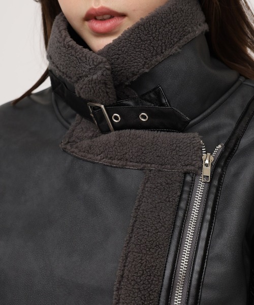 セール】【ZOZO限定】フェイクレザーボアライダースジャケット（その他