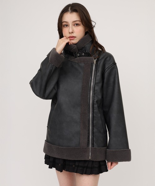 セール】【ZOZO限定】フェイクレザーボアライダースジャケット（その他