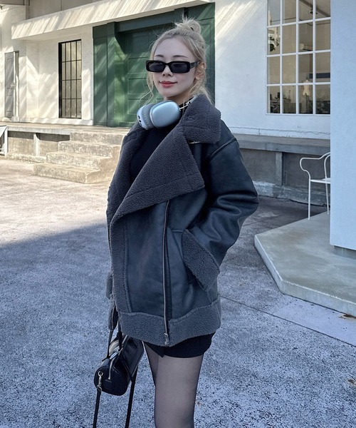 セール】【ZOZO限定】フェイクレザーボアライダースジャケット（その他