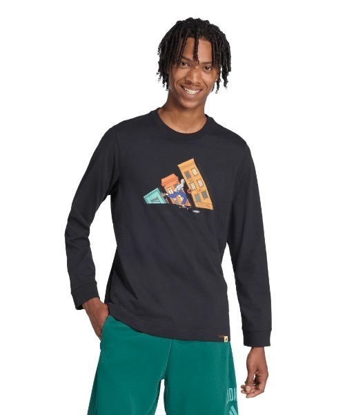 adidas(アディダス)の「【別注】アディダス adidas ドゥードゥルハントスケート長袖グラフィックTシャツ 限定コラボ(Tシャツ/カットソー・メンズ・ホワイト/ダークグリーン/ブラック・S/M/L/LL/3L)」の3枚目の写真