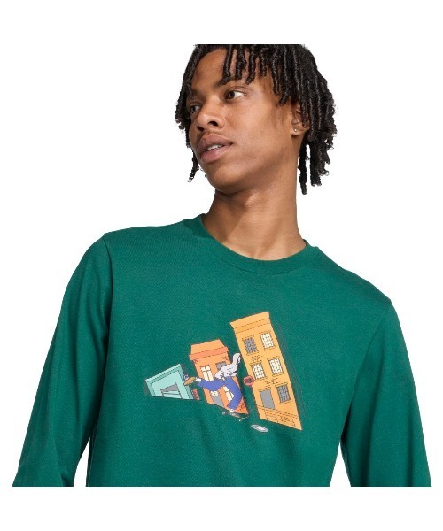 adidas(アディダス)の「【別注】アディダス adidas ドゥードゥルハントスケート長袖グラフィックTシャツ 限定コラボ(Tシャツ/カットソー・メンズ・ホワイト/ダークグリーン/ブラック・S/M/L/LL/3L)」の16枚目の写真