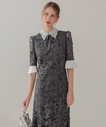 Leja | 【LEJA】パールカラーボウタイフラワーレースフィッシュテールワンピースドレス美脚効果結婚式 パーティードレス 成人式 二次会 同窓会 お呼ばれ オケージョン 20代 30代(ドレス)