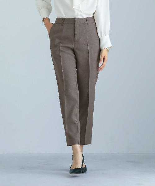 WHITE JOOLA（ホワイトジョーラ）の「【洗える・撥水・サステナブル素材】シャークスキンツイード・ストレートパンツ（スラックス・レディース・ブラウン/ネイビー・S/M/L）」の2枚目の写真